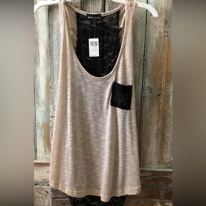 NWT! Wet Seal, Tan and Black Lace Tank Top.